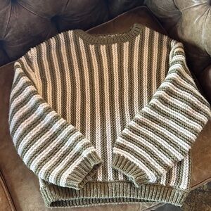 Mustard Seed Olive and Cream Knit Sweater